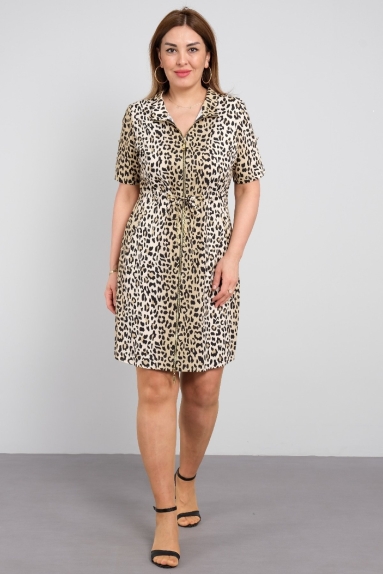 Leopar desenli elbise